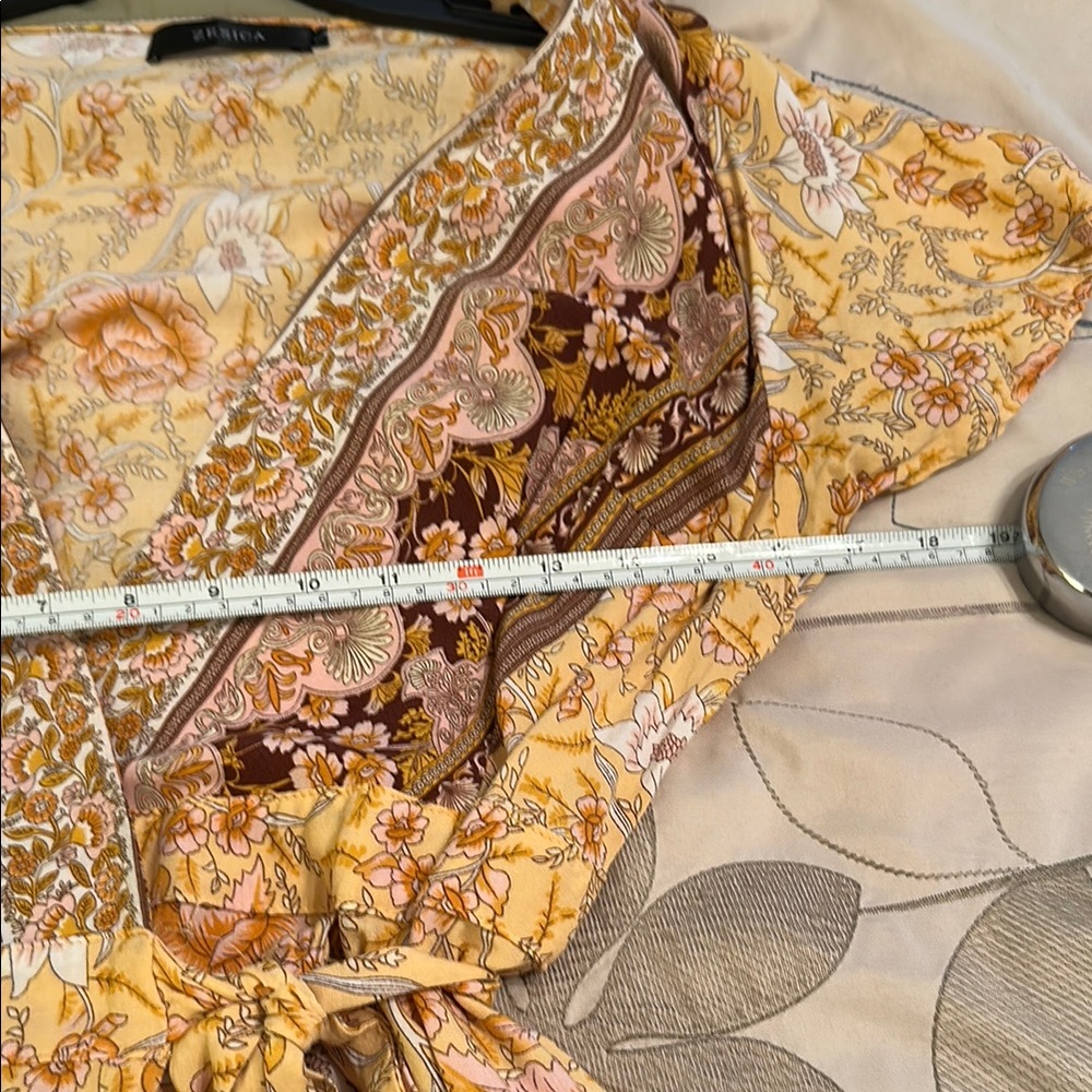 Floral Yellow and Brown Dress - Picture 10 of 11